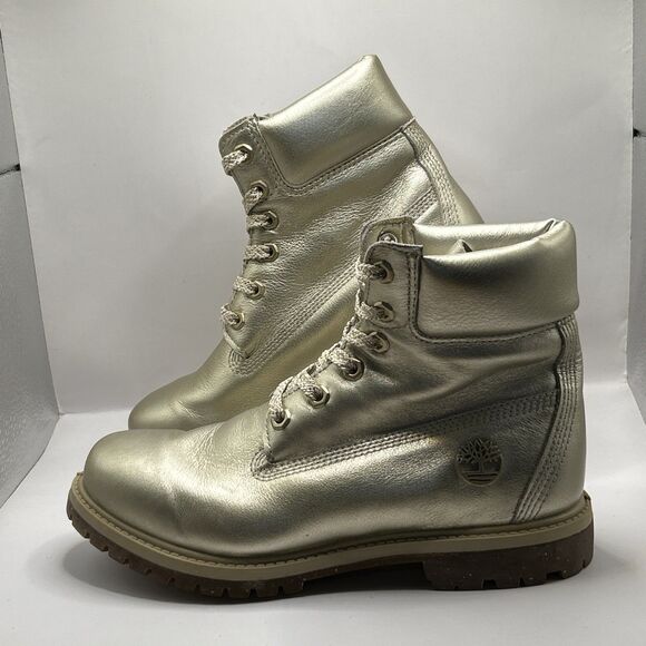 Timberland 6-Inch Premium Waterproof Boots Gold Leather Women’s 7.5M Store Model - Picture 1 of 16